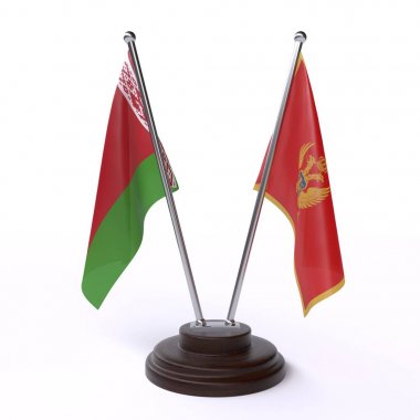 beyaz beyaz ve karadağ, beyaz arka plan üzerinde izole iki masa bayrakları