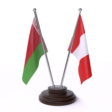 beyaz beyaz ve peru, beyaz arka plan üzerinde izole iki masa bayrakları