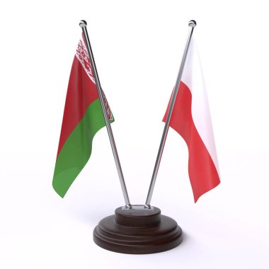 beyaz beyaz ve polonya, beyaz arka plan üzerinde izole iki masa bayrakları