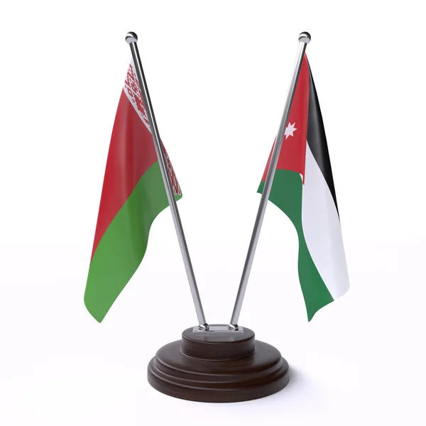 Λευκορωσία Και Ιορδανία Δύο Σημαίες Που Απομονώθηκαν Λευκό Φόντο — Φωτογραφία Αρχείου