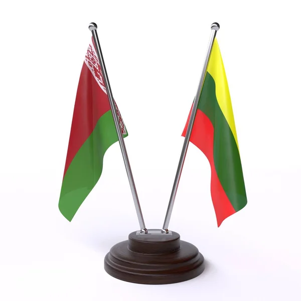 Bělorusko Litva Dvě Vlajky Tabulky Izolované Bílém Pozadí — Stock fotografie