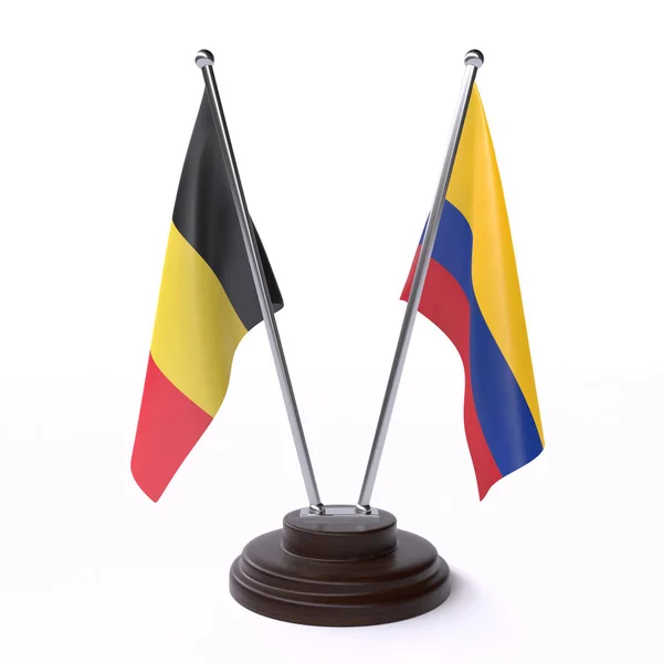 Бельгія Колумбія Дві Таблиці Прапори Ізольовані Білому Фоні — стокове фото