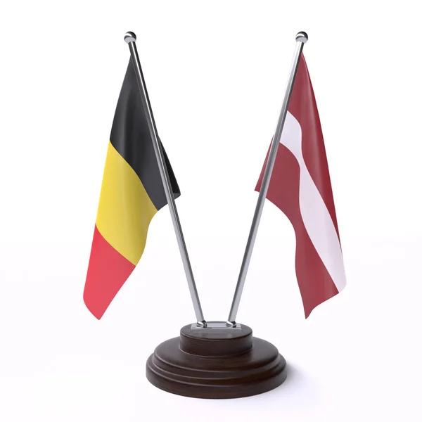 Belgie Lotyšsko Dva Příznaky Tabulky Izolované Bílém Pozadí — Stock fotografie