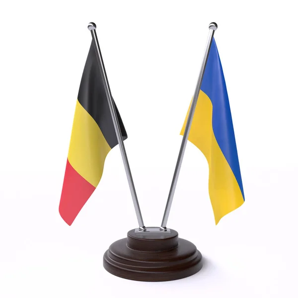 比利时和乌克兰 两个表旗隔离在白色背景 — 图库照片