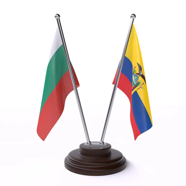 Βουλγαρία Και Ισημερινός Δύο Σημαίες Που Απομονώθηκαν Λευκό Φόντο — Φωτογραφία Αρχείου