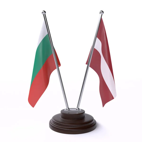 Болгарія Латвія Дві Таблиці Прапорів Ізольовані Білому Фоні — стокове фото