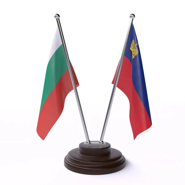 Болгарія Ліхтенштейн Дві Таблиці Прапори Ізольовані Білому Фоні — стокове фото