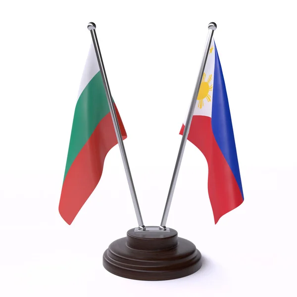 Bulharsko Filipíny Dvě Vlajky Tabulky Izolované Bílém Pozadí — Stock fotografie