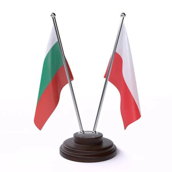 Болгарія Польща Дві Таблиці Прапори Ізольовані Білому Фоні — стокове фото