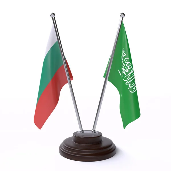 Bulharsko Saúdská Arábie Dvě Vlajky Tabulky Izolované Bílém Pozadí — Stock fotografie