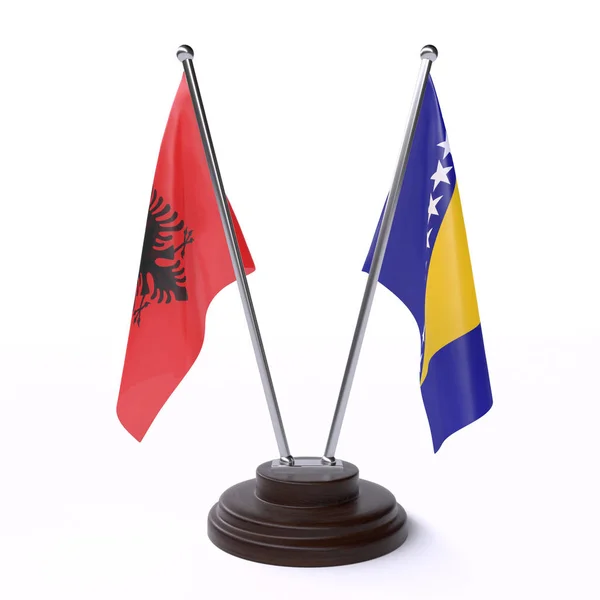 Албанія Боснія Герцеговина Дві Таблиці Прапори Ізольовані Білому Фоні — стокове фото