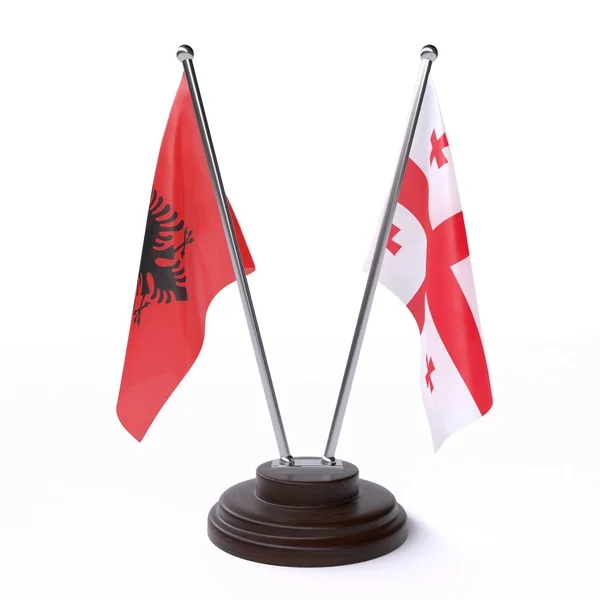 Албанія Грузія Дві Таблиці Прапори Ізольовані Білому Фоні — стокове фото