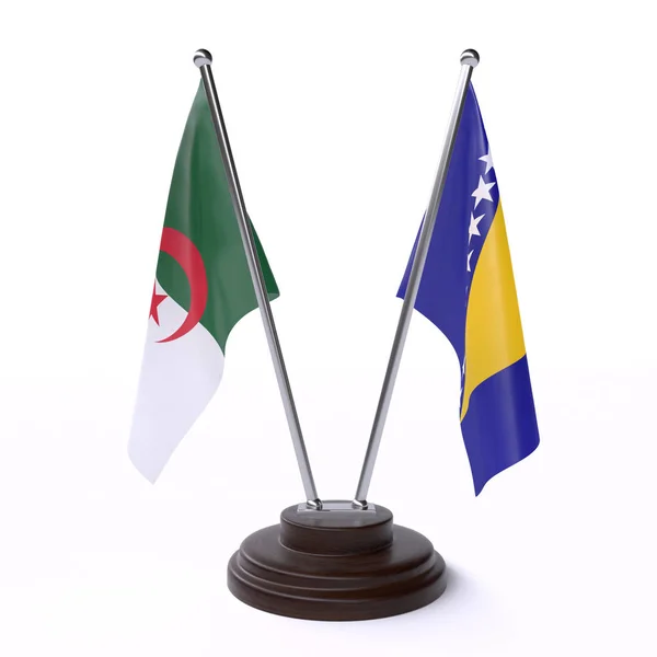 Alžírsko Bosna Hercegovina Dvě Vlajky Tabulky Izolované Bílém Pozadí — Stock fotografie