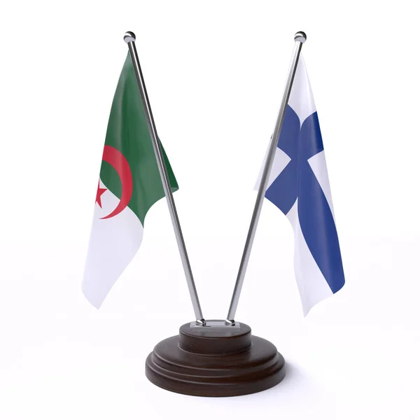 Alžírsko Finsko Dva Příznaky Tabulky Izolované Bílém Pozadí — Stock fotografie