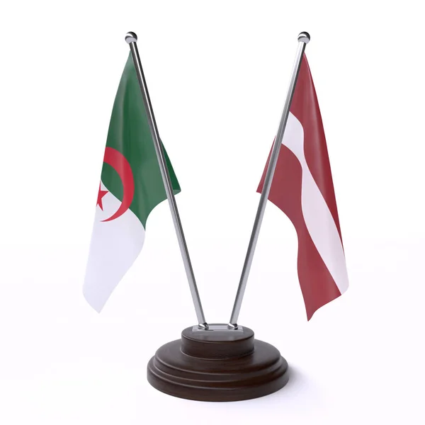Alžírsko Lotyšsko Dva Příznaky Tabulky Izolované Bílém Pozadí — Stock fotografie