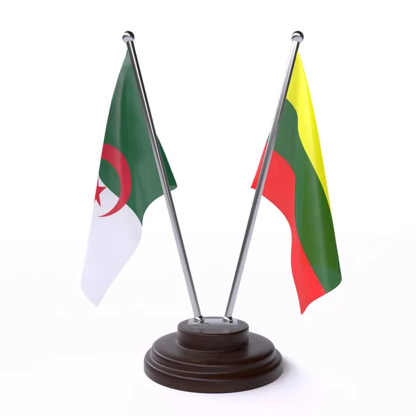 Алжир Литва Дві Таблиці Прапори Ізольовані Білому Фоні — стокове фото