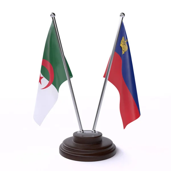 Alžírsko Lichtenštejnsko Dva Příznaky Tabulky Izolované Bílém Pozadí — Stock fotografie
