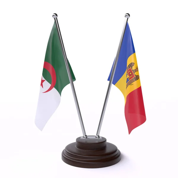 Alžírsko Moldavsko Dva Příznaky Tabulky Izolované Bílém Pozadí — Stock fotografie