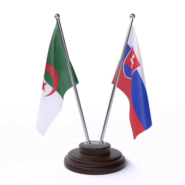 Alžírsko Slovensko Dva Příznaky Tabulky Izolované Bílém Pozadí — Stock fotografie