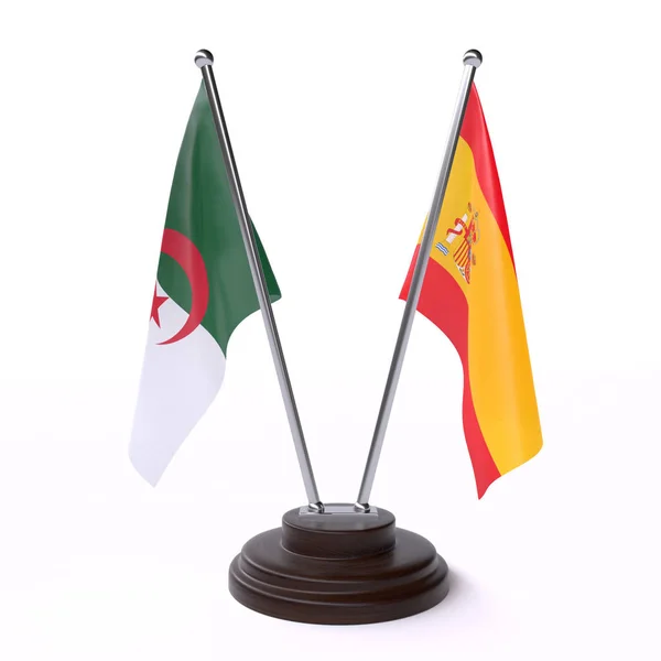 Alžírsko Španělsko Dva Příznaky Tabulky Izolované Bílém Pozadí — Stock fotografie