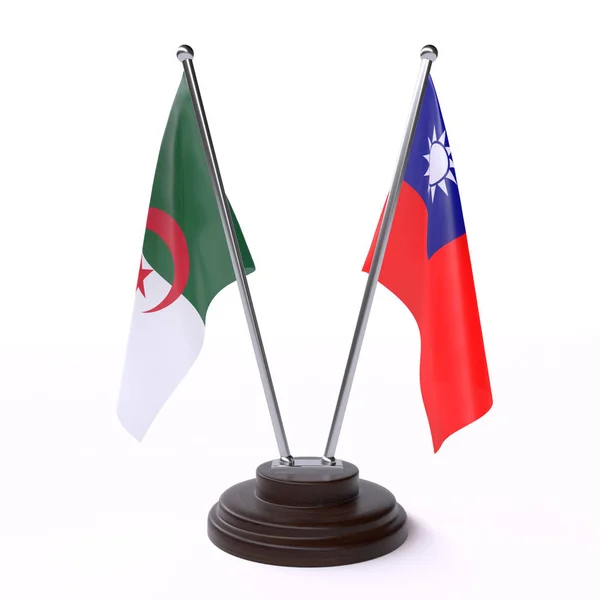 Alžírsko Tchaj Wan Dva Příznaky Tabulky Izolované Bílém Pozadí — Stock fotografie
