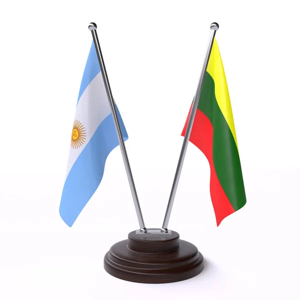 Аргентина Литва Дві Таблиці Прапори Ізольовані Білому Фоні — стокове фото