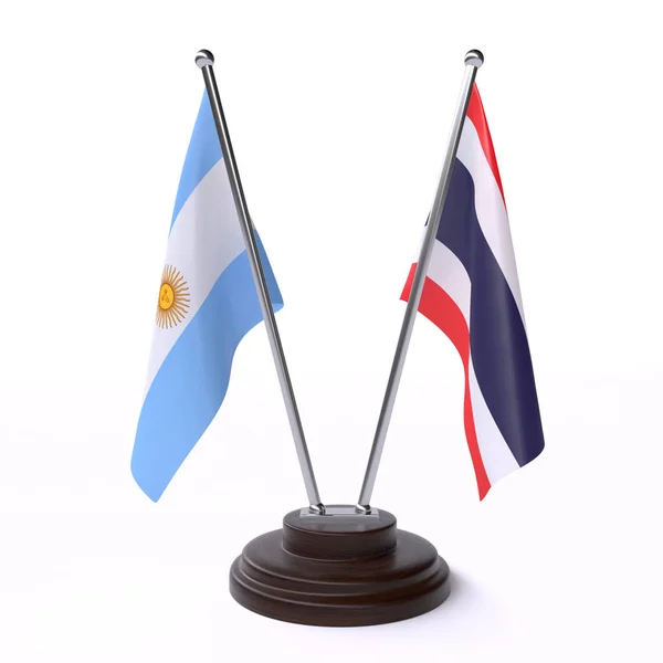 Argentine Thailand Deux Drapeaux Table Isolés Sur Fond Blanc — Photo