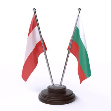avusturya ve bulgaristan, beyaz arka plan üzerinde izole iki masa bayrakları