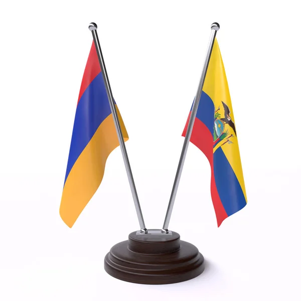 Αρμενία Και Τον Ισημερινό Δύο Σημαίες Που Απομονώθηκαν Λευκό Φόντο — Φωτογραφία Αρχείου