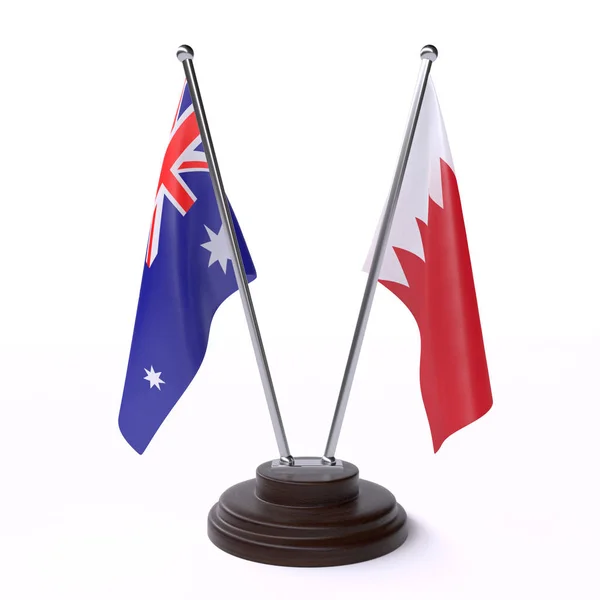 avustralya ve bahreyn, beyaz arka plan üzerinde izole iki masa bayrakları