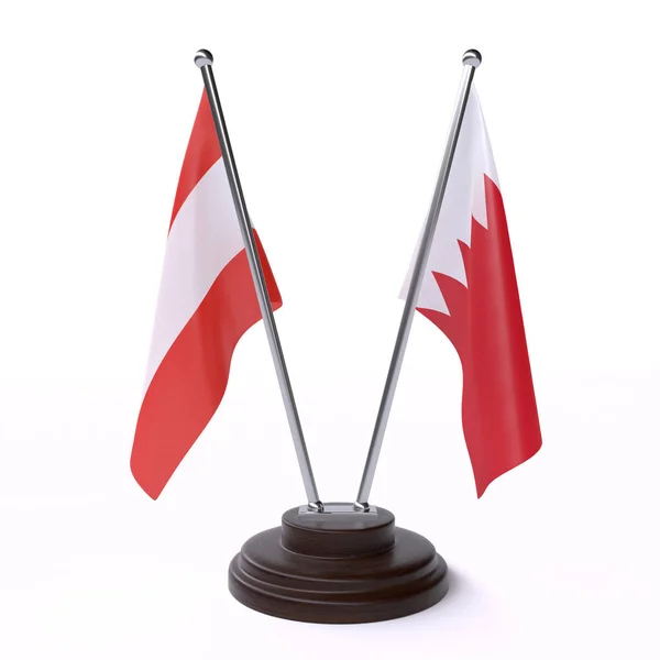 Rakousko Bahrav Dvě Vlajky Tabulky Izolované Bílém Pozadí — Stock fotografie