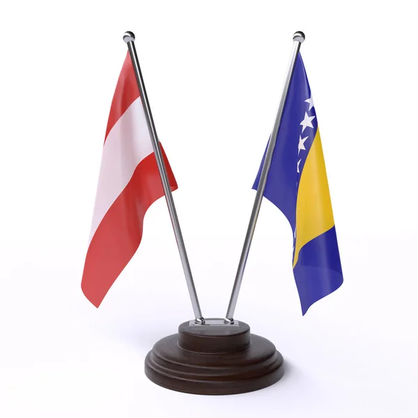 Rakousko Bosna Hercegovina Dvě Vlajky Tabulky Izolované Bílém Pozadí — Stock fotografie