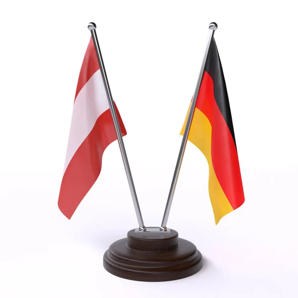奥地利和德国 两个表旗隔离在白色背景 — 图库照片