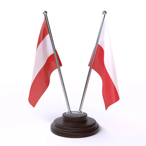 奥地利和波兰 两个表旗隔离在白色背景 — 图库照片