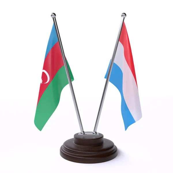 Ázerbájdžán Lucembursko Dva Vlajky Tabulky Izolované Bílém Pozadí — Stock fotografie