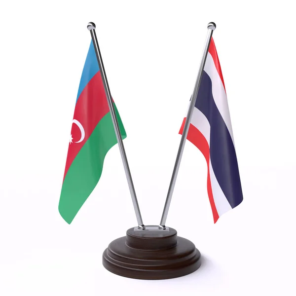 Ázerbájdžán Thajsko Dva Příznaky Tabulky Izolované Bílém Pozadí — Stock fotografie