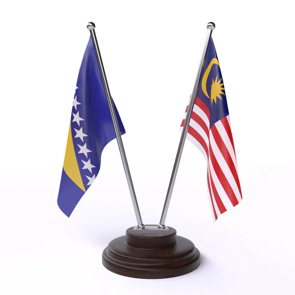 Bosna Hercegovina Malajsie Dva Příznaky Tabulky Izolované Bílém Pozadí — Stock fotografie