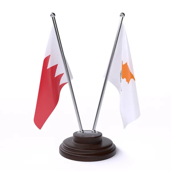 Bahrajna Kypr Dvě Vlajky Tabulky Izolované Bílém Pozadí — Stock fotografie