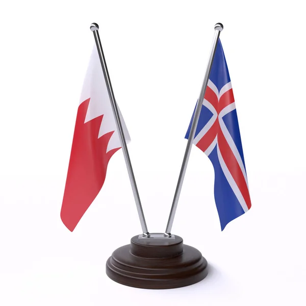 Bahrav Island Dvě Vlajky Tabulky Izolované Bílém Pozadí — Stock fotografie