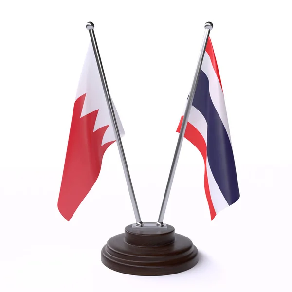 Bahrav Thajsku Dvě Vlajky Tabulky Izolované Bílém Pozadí — Stock fotografie
