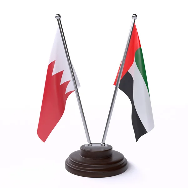 Bahrav Sjednocené Arabské Emiráty Dvě Vlajky Tabulky Izolované Bílém Pozadí — Stock fotografie