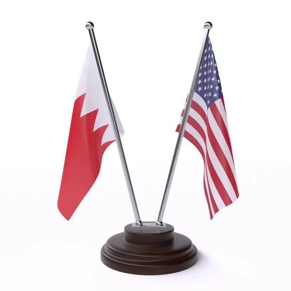 Bahrav Usa Dva Příznaky Tabulky Izolované Bílém Pozadí — Stock fotografie