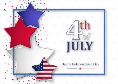 4 Temmuz tebrik kartı. Vektör Illustration