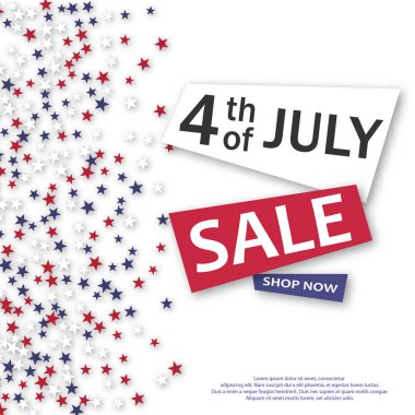 4 Temmuz satışı büyük başlığı. Vektör çizim