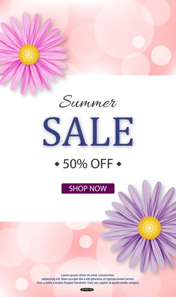 Çiçeklerle Satış afiş tasarımı. Vektör çizimi