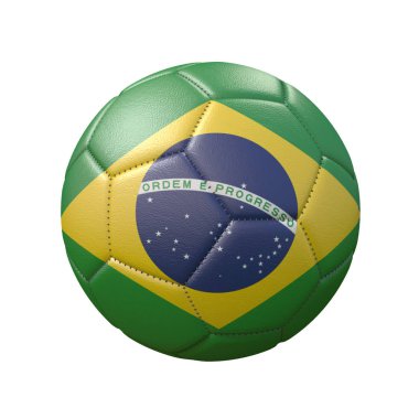 Bayrak renklerde futbol topu beyaz arka plan üzerinde izole. Brezilya. 3d görüntü
