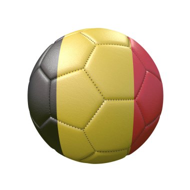 Bayrak renklerde futbol topu beyaz arka plan üzerinde izole. Belçika. 3d görüntü