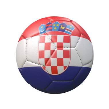 Bayrak renklerde futbol topu beyaz arka plan üzerinde izole. Hırvatistan. 3d görüntü