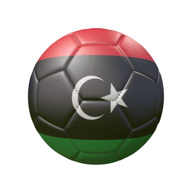 Bayrak renklerde futbol topu beyaz arka plan üzerinde izole. Libya. 3d görüntü