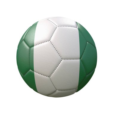 Bayrak renklerde futbol topu beyaz arka plan üzerinde izole. Nijerya. 3d görüntü
